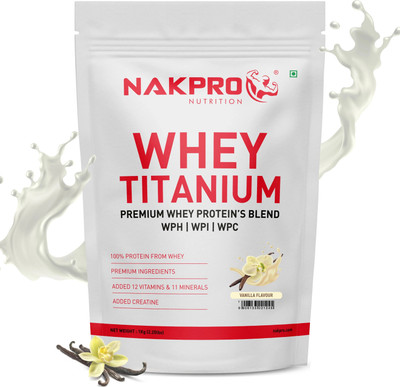 Nakpro TITANIUM Tri Blend Whey Protein Hydro, Isolate & Concentrate - 1 Kg Vanilla Whey Protein(1 kg, Vanilla)