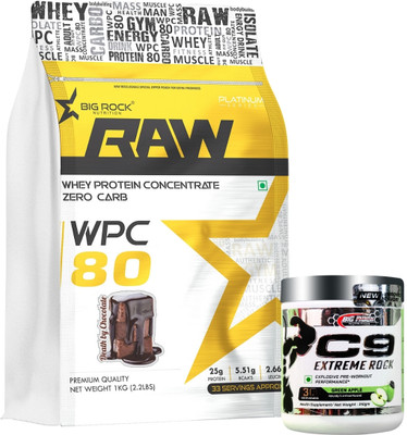 BIG ROCK NUTRITION Combo of C9 Pre-Workout and RAW WPC 80 Whey Protein(1.3 kg, CHOCOLATE & GREEN APPLE)