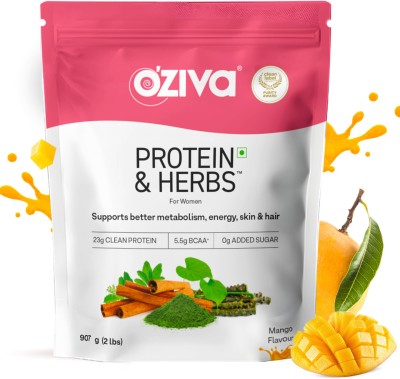 OZiva Protein & Herbs for Women |Manage Weight & Metabolism| Reduce Body Fat |No Sugar Whey Protein(907 g, Mango)