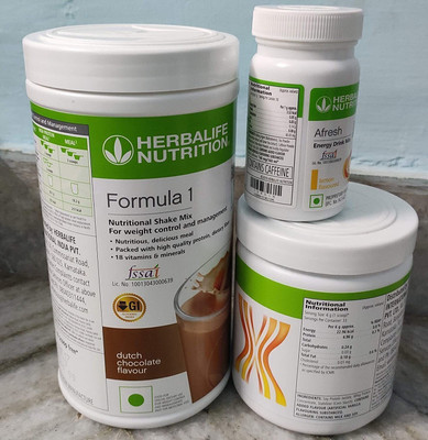 HERBALIFE Formula shake chocolate + Afresh Lemon + Protein powder 200gm Protein Blends(10 g, HN)