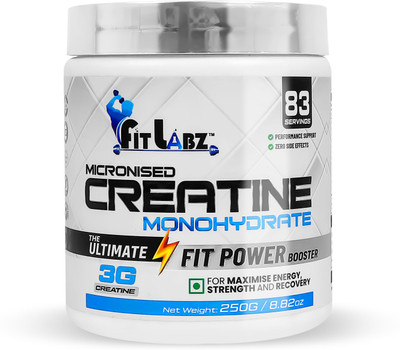 FITLABZ Micronised Creatine Monohydrate The Ultimate Fit Power Booster | Lab Tested Creatine(250 g, Unflavored)