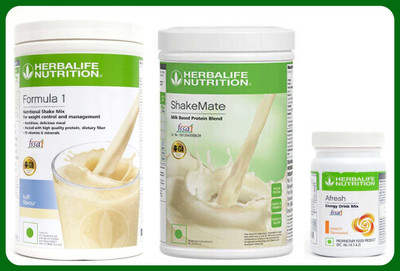 Herbal Nutrition Life Formula 1 Shake Mix Kulfi Flavor+Shake Mate Milk Protein+ Afresh Peach Plant-Based Protein(1050 g, Kulfi)