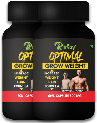 Riffway Optimal Grow Advance Mass Gainer for Muscles | Men & Women | Weight Gain Capsule Weight Gainers/Mass Gainers(120 Capsules, No Flavour)