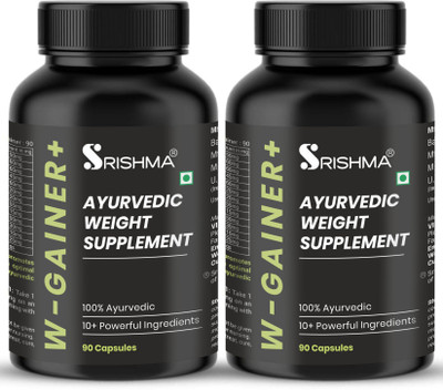 Srishma Gainer+ New Improved Formula Weight Gainer+ Muscle Mass Gainer(Pack of 2, 180 Capsules)