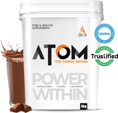 AS-IT-IS Nutrition ATOM with Digestive Enzymes | USA Labdoor Certified for Purity Whey Protein(4 kg, Double Rich Chocolate)