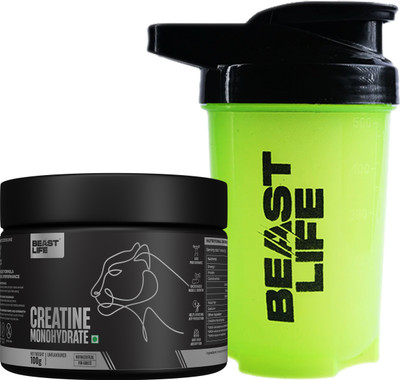 BeastLife Pure Creatine Monohydrate with Shaker Creatine(100 g, 500 ml, Unflavoured)