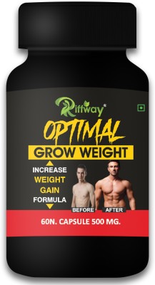 Riffway Optimal Grow Advance Mass Gainer for Muscles | Men & Women | Weight Gain Capsule Weight Gainers/Mass Gainers(60 Capsules, No Flavour)