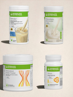 HERBALIFE F1 SHAKE MIX-KULFI,SHAKEMATE,PP-200GM AND LEMON (PACK OF 4) Protein Shake(1250 g, KULFI, LEMON)