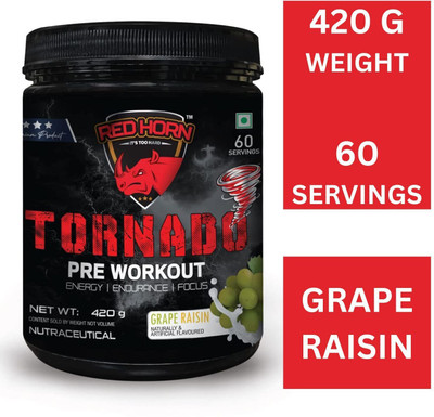 red horn Tornado Newly Launched Supplement Powder for Energy & Focus |60 servings Pre Workout(420 g, Grape Raisin)