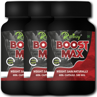 Riffway Boost Max Advance Mass Gainer for Muscles | Men & Women | Weight Gain Capsule Weight Gainers/Mass Gainers(180 Capsules, No Flavour)