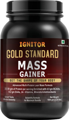 IGNITOR Gold Standard Advanced Multi Protein Mass Gainer Formula (BELGIUM CHOCO COFFEE) Weight Gainers/Mass Gainers(1 kg, Unflavored)