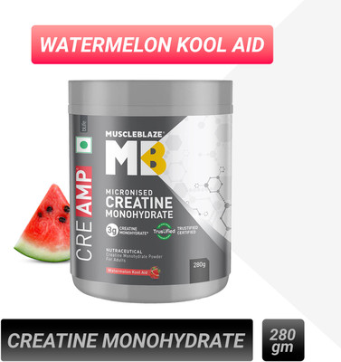 MUSCLEBLAZE Micronised Creatine Monohydrate CreAMP Powder, Trustified Certified Creatine(280 g, Watermelon Kool Aid) MUSCLEBLAZE Micronised Creatine Monohydrate CreAMP Powder, Trustified Certified Creatine(280 g, Watermelon Kool Aid)