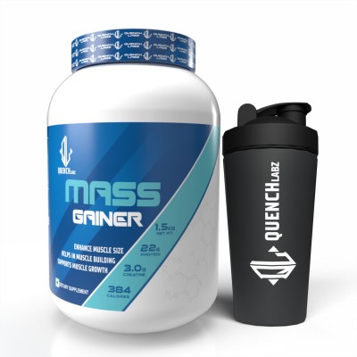 QUENCHLABZ Mass Gainer With Free Steel Shaker Weight Gainers/Mass Gainers(1500 g, MANGO)