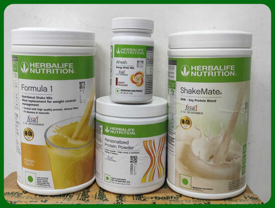 Herbal Nutrition Life WEIGHT LOSS FORMULA 1 MANGO SHAKE SHAKEMATE PROTEIN POWDER 200GM AFRESH ELAICHI Nutrition Bars(0.7 g, mango shake, afresh elaichi, shakemate, protein powder 200gm)