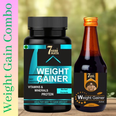 7Herbmaya Weight Gainer Combo - Weight Gain Capsule & Weight Gain Syrup For Men & Women Weight Gainers/Mass Gainers(200 ml, 60 Capsules, Na)