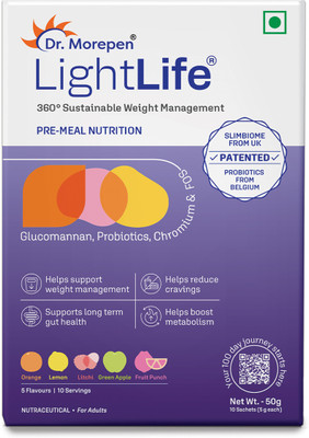 Dr. Morepen LightLife Pre-Meal Nutrition Mix |Control Appetite & Reduce Cravings|10 Sachets(50 g)