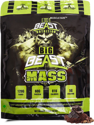 MUSCLE SIZE Big Beast Mass Gainer Fast Absorption Lean Muscle Growth Fast Muscle Recovery Weight Gainers/Mass Gainers(2.7 kg, CHOCOLATE)