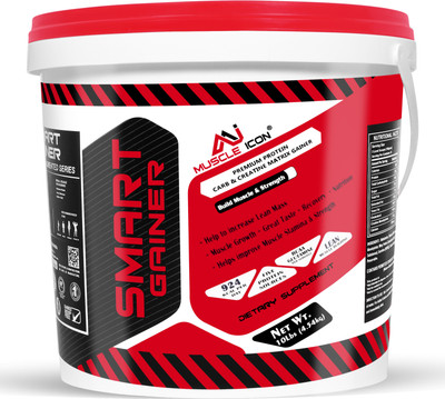 MUSCLE ICON SMART GAINER CARB & CREATINE MATRIX MUSCLE GAINER LEAN MASS (10lbs) Weight Gainers/Mass Gainers(4.54 kg, STRAWBERRY)