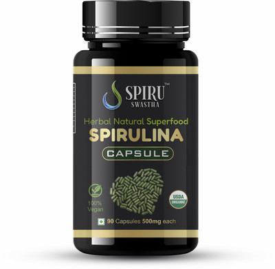 spiru swastha Spirulina Capsule (Pack of 1) Nutrition Bars(90 Capsules, No Flavor)