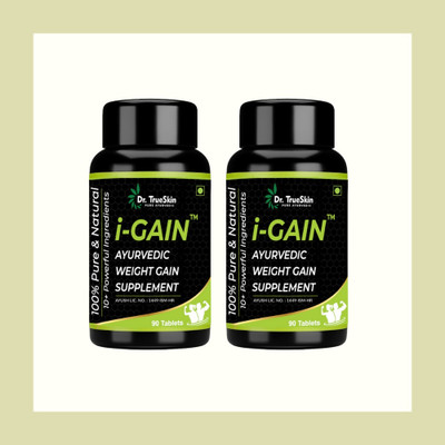 Dr.trueskin i-Gain Weight Gain Herbal Ultra Repair Tablets ++ 2Pcs Nutrition Bars(180 Capsules, Unflavored)