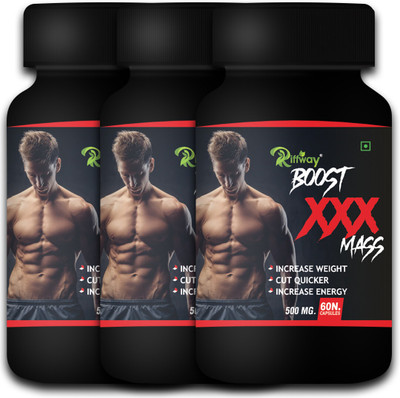 Riffway Boost 3X Advance Mass Gainer for Muscles | Men & Women | Weight Gain Capsule Weight Gainers/Mass Gainers(180 Capsules, No Flavour)