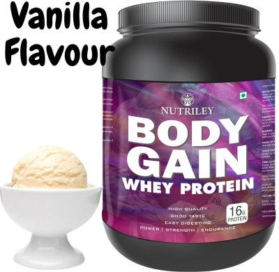 NUTRILEY Body Gain - Body Weight / Muscle Gainer Whey Protein Supplement Muscle Power Weight Gainers/Mass Gainers(1 kg, Vanilla Flavour)