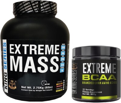 Gk King Series Extreme Mass Gainer With Calories 1240 Free Bcaa 200gm (6Lbs Chocolate+Bcaa) Weight Gainers/Mass Gainers(2.75 kg, Chocolate+Bcaa)