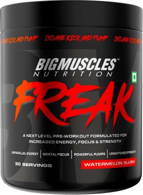 BIGMUSCLES NUTRITION Freak Pre-Workout [30 Servings] | Increased Energy, Strength & Powerful Pumps BCAA(180 g, Watermelon Slush)