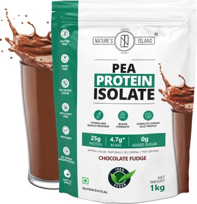 Nature's island Plant Protein - Pea Protein Isolate 1 KG (25 G Protein,4.7 G BCAAs, 0G Sugar) Plant-Based Protein(1 kg, Chocolate Fudge)