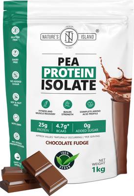 Nature's island Plant Protein - Pea Protein Isolate 1 KG (25 G Protein,4.7 G BCAAs, 0G Sugar) Plant-Based Protein