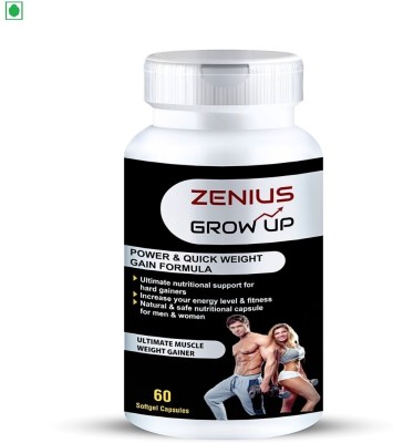 Zenius Grow Up Capsules Advance Ayurved for Srength/Muscle Growth Weight Gainers/Mass Gainers(60 Capsules, Natural)