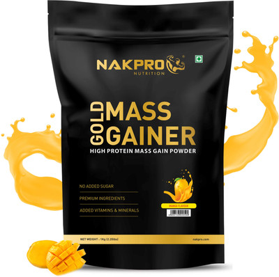Nakpro Mass Gainer Protein Powder Supplement with Creatine and Vitamin & Minerals Weight Gainers/Mass Gainers(1 kg, Mango)
