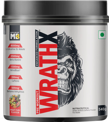 MUSCLEBLAZE WrathX with Caffeine, Citrulline & Beta Alanine | Trustified Certified Pre Workout(540 g, Fruit Fury)