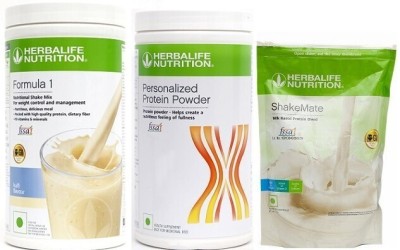 HERBALIFE Weight Loss Combo Pack Formula 1 Kulfi + personalized protein powder + SHAKEMATE Plant-Based Protein(1400 g, Kulfi)