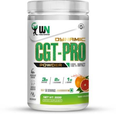 WN WORLD NUTRITION Dynamic CGT-Pro Powder – Advanced Creatine, L-Glutamine, and L-Taurine Creatine(300 g, Tangy Orange)