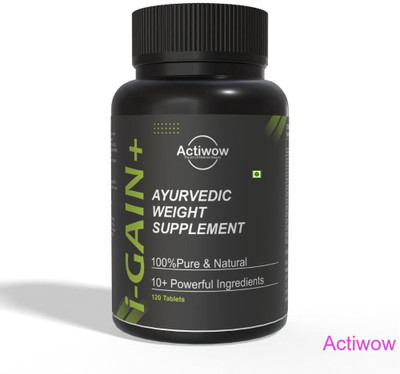 ACTIWOW i-Gain+ I Herbal Mass Builder I Helps Build Lean Muscle & Strength A02 Weight Gainers/Mass Gainers(120 Capsules, No Flavor)