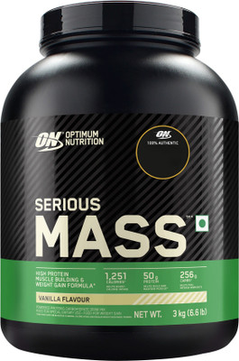 Optimum Nutrition (ON) Serious High Protein Weight / Mass Gainers with Vitamins,Minerals& Creatine Weight Gainers/Mass Gainers(3 kg, Vanilla)