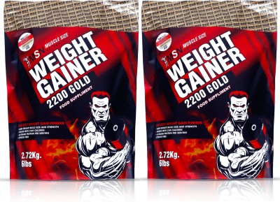 MUSCLE SIZE Weight Gainer 2200 Gold Food Supplement combo pack of 2 (6+6lbs) Weight Gainers/Mass Gainers(5.44 kg, STRAWBERRY)