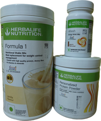 HERBALIFE WEIGHT LOSS COMBO FORMULA 1 VANILLA SHAKE PROTEIN POWDER 200GM AFRESH ELAICHI Protein Shake(3 g, vanilla shake, ppp200gm, afresh elaichi)