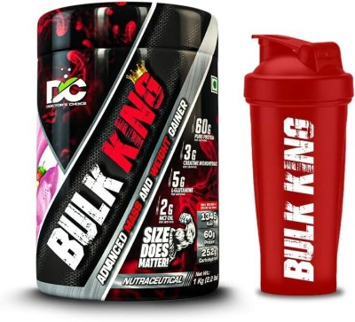 DOCTOR'S CHOICE Bulk King Advanced Weight Gainers/Mass Gainers(1000 g, Strawberry Banana Milkshake With Shaker)