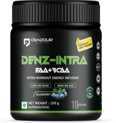 DENZOUR NUTRITION Denz- Intra Workout Powder Energy Infusion Formula with 3300mg BCAA, 6600mg EAA BCAA(100 g, Blueberry)