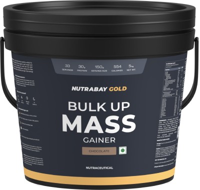 Nutrabay Gold Bulk Mass Gainer, 30g Protein, 554 Calories, Carbs to Protein Blend (3:1) Weight Gainers/Mass Gainers(5 kg, Chocolate)