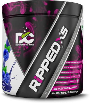 DOCTOR'S CHOICE RIPPED - X5 Most Explosive Pre-Workout & Cutting Formula BCAA(150 g, BLUERAZZ)