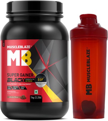 MUSCLEBLAZE Super Black with EGF™ for Muscle & 700 ml Extreme Shaker, Red Weight Gainers/Mass Gainers(1 kg, Chocolate)