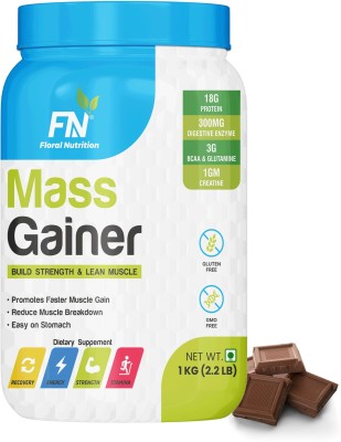 Floral Nutrition Mass Gainer with High Protein, Multivitamins for Lean Muscle Mass Gain Weight Gainers/Mass Gainers(1 kg, Chocolate)