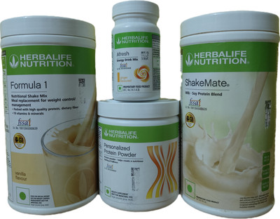 Herbalife Nutrition WEIGHT LOSS FORMULA 1 VANILLA SHAKE SHAKEMATE PROTEIN POWDER200GM AFRESH GINGER Protein Shake(4 g, vanilla shake, shakemate, afresh ginger, ppp200gm)