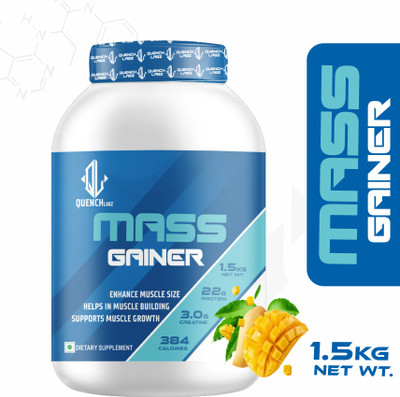 QUENCHLABZ Mass Gainer | High-Calorie Protein Supplement for Muscle Growth | Weight Gainers/Mass Gainers(1500 g, Mango)