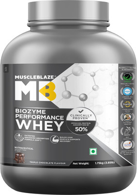 MUSCLEBLAZE Biozyme Performance Whey Protein Powder, 25g Protein Per Scoop Whey Protein(1.75 kg, Triple Chocolate)