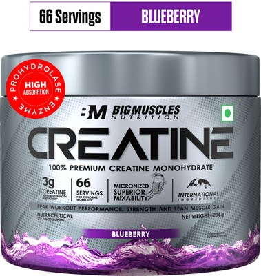 BIGMUSCLES NUTRITION Creatine Monohydrate [66 Servings] | Supports Lean Muscle Building & Recovery | Creatine(204 g, Blueberry)