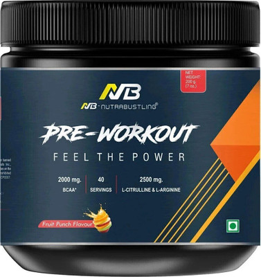 Nutrabustling Fruit Punch Pre-Workout Supplement | Boost Energy for Maximum Performance Casein Protein(200 g, Fruit Punch)